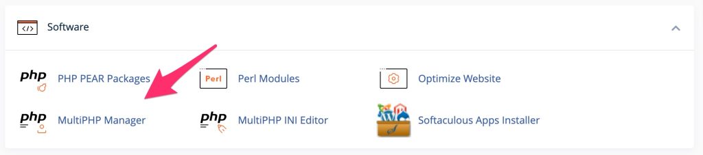 MultiPHP Manager Link em cPanel Software